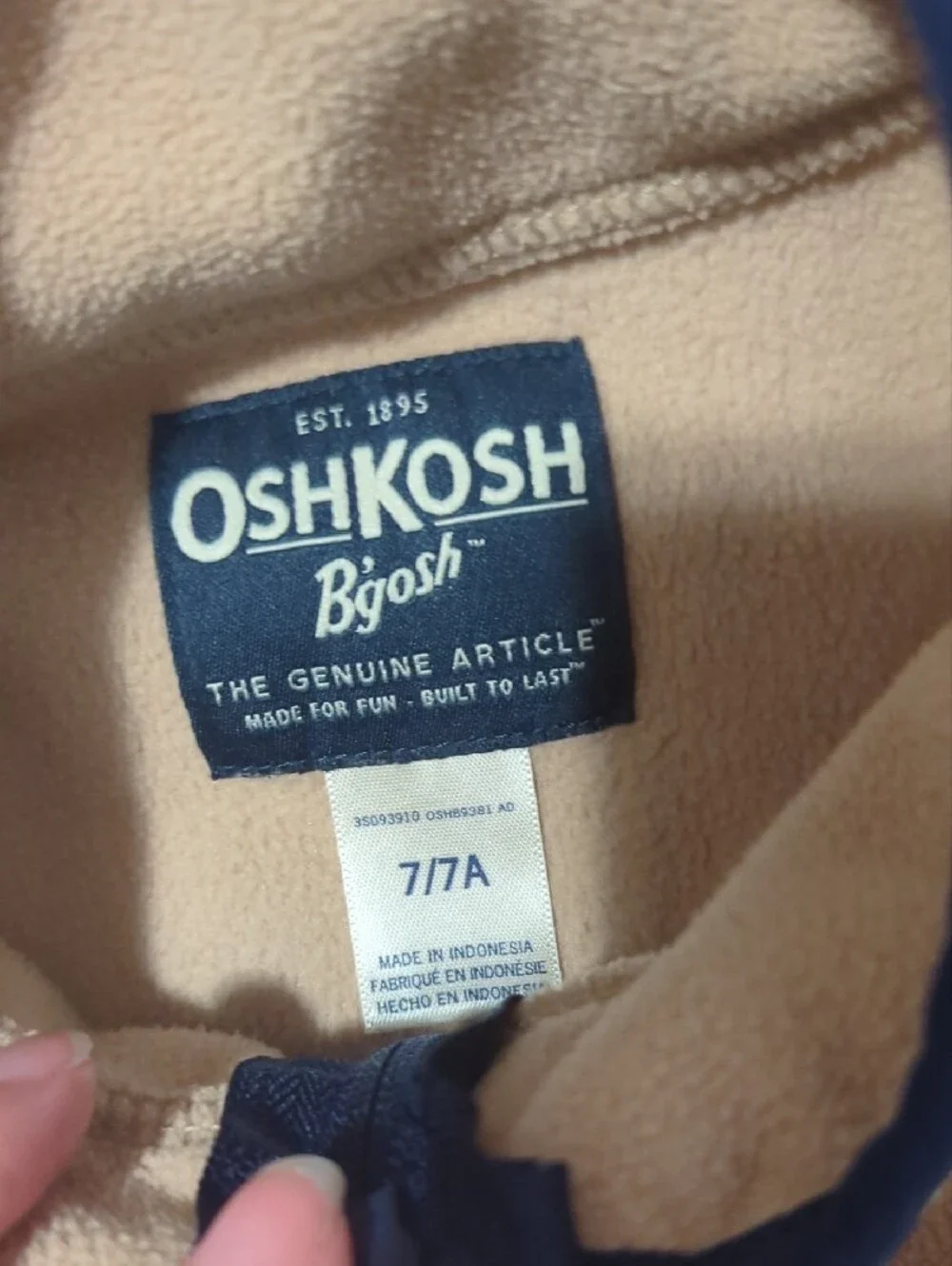 OshKosh B'gosh Two-Tone Tan and Cream Quarter-Zip Pullover